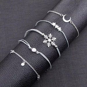 🎉 New Snowflake Moon & Stars Bracelets Set of 5